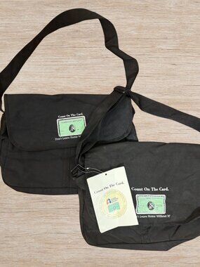 Vintage Lot of 2 AMEX Promotional Black Messenger Bags Count on the Card